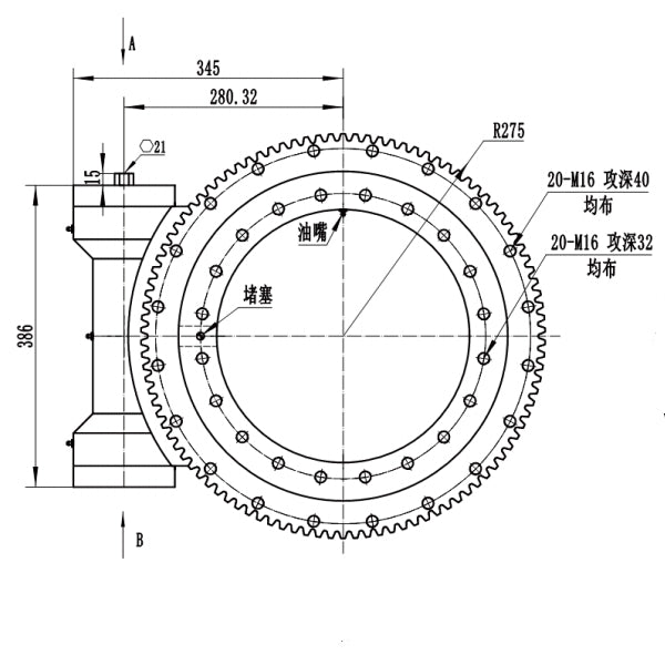 17 Inch Open Slew Drive Single Axis Worm Gear S17 Slewing Drive With Hydraulic Motor for Truck Crane