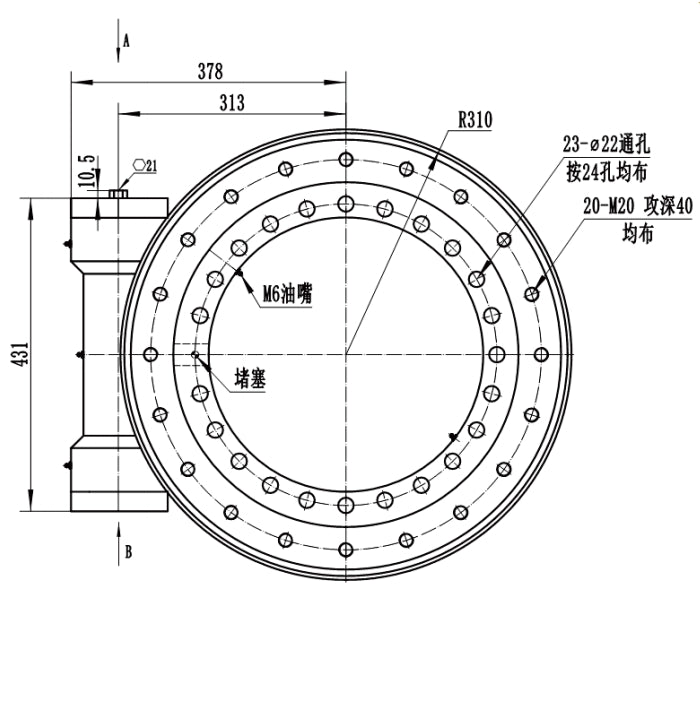 19 Inch Turbine Worm Gear SE19 Enclosed Slew Drive Single Axis Hydraulic Motor Slewing Drive for Crane Heavy Load Trasporter